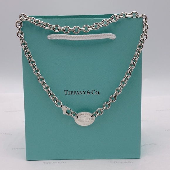 Tiffany & Co. Jewelry - Tiffany & Co. Return to Tiffany Oval Tag Choker Necklace Sterling Silver W/ Box